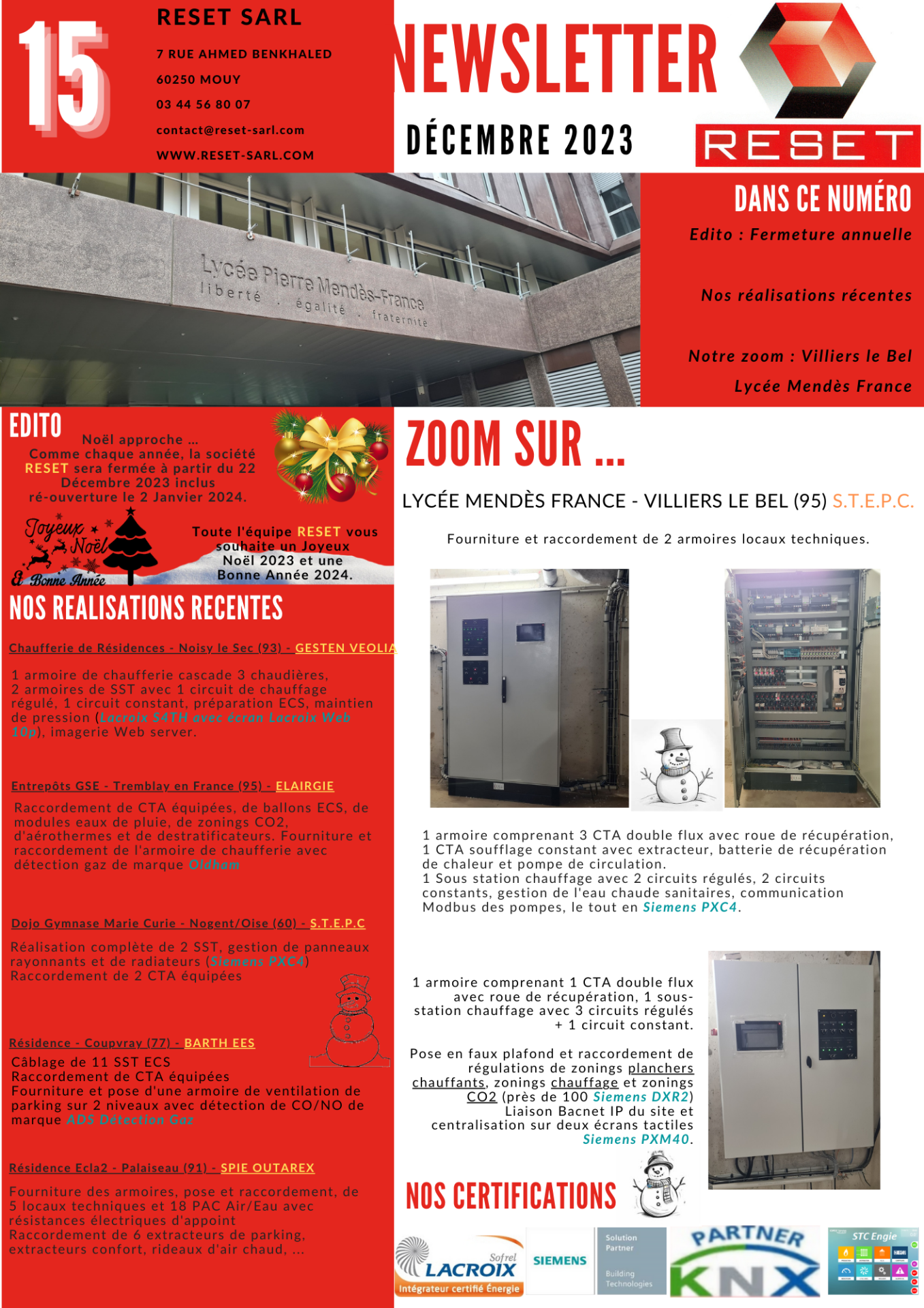 Newsletter 15 decembre 2023